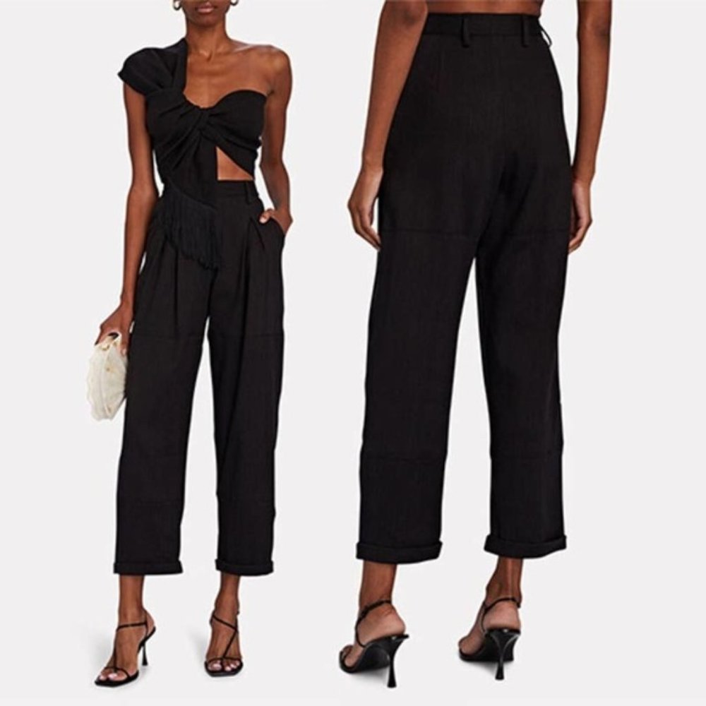 Just Bee Queen Kai Pleated Ankle Straight Pants Women's Black Size: Small NWT